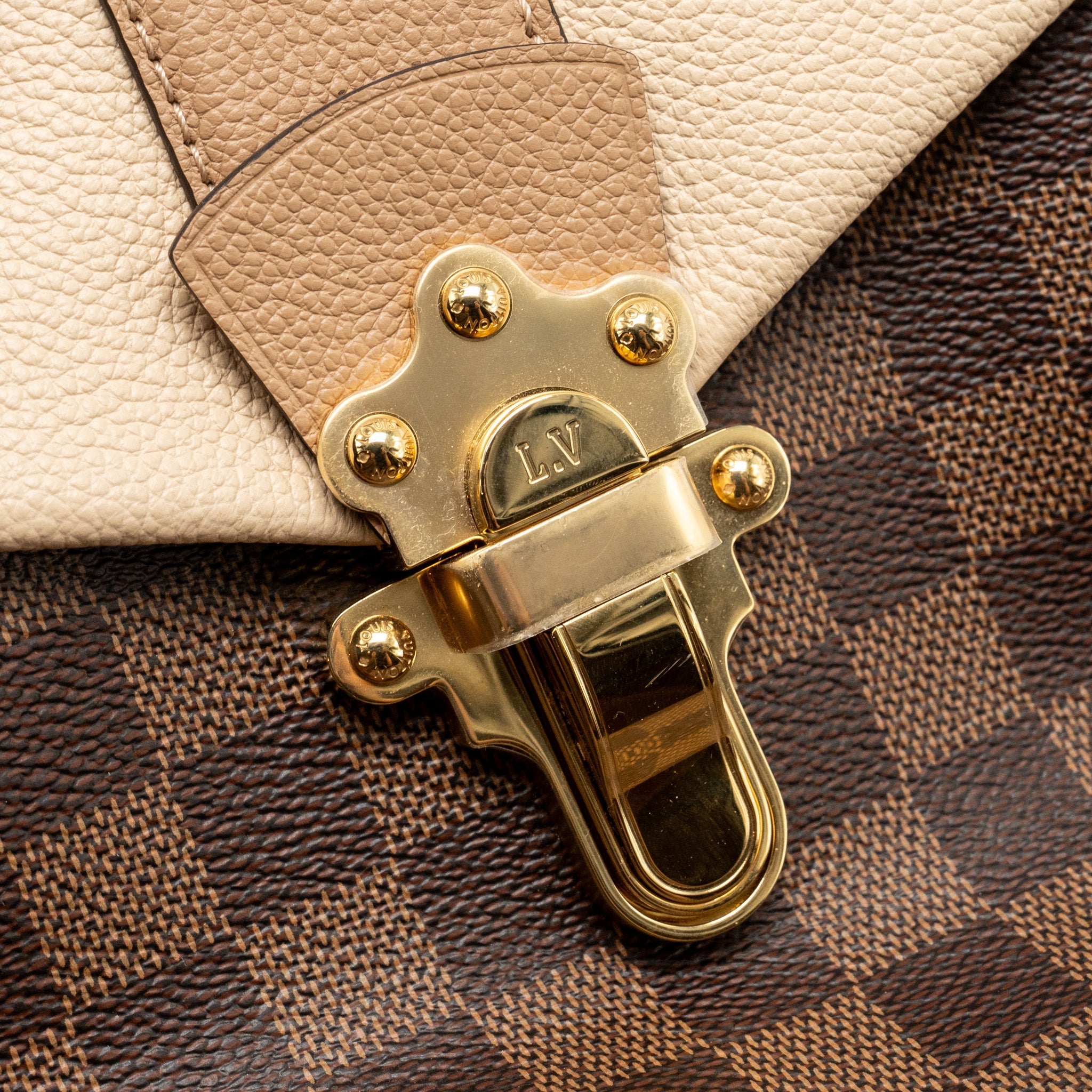 LOUIS VUITTON CLAPTON BACKPACK DAMIER EBENE CANVAS/LEATHER LIGHT PINK GHW