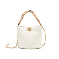 CHANEL BUCKET BAG WITH CHAIN HANDLE CAVIAR WHITE GHW