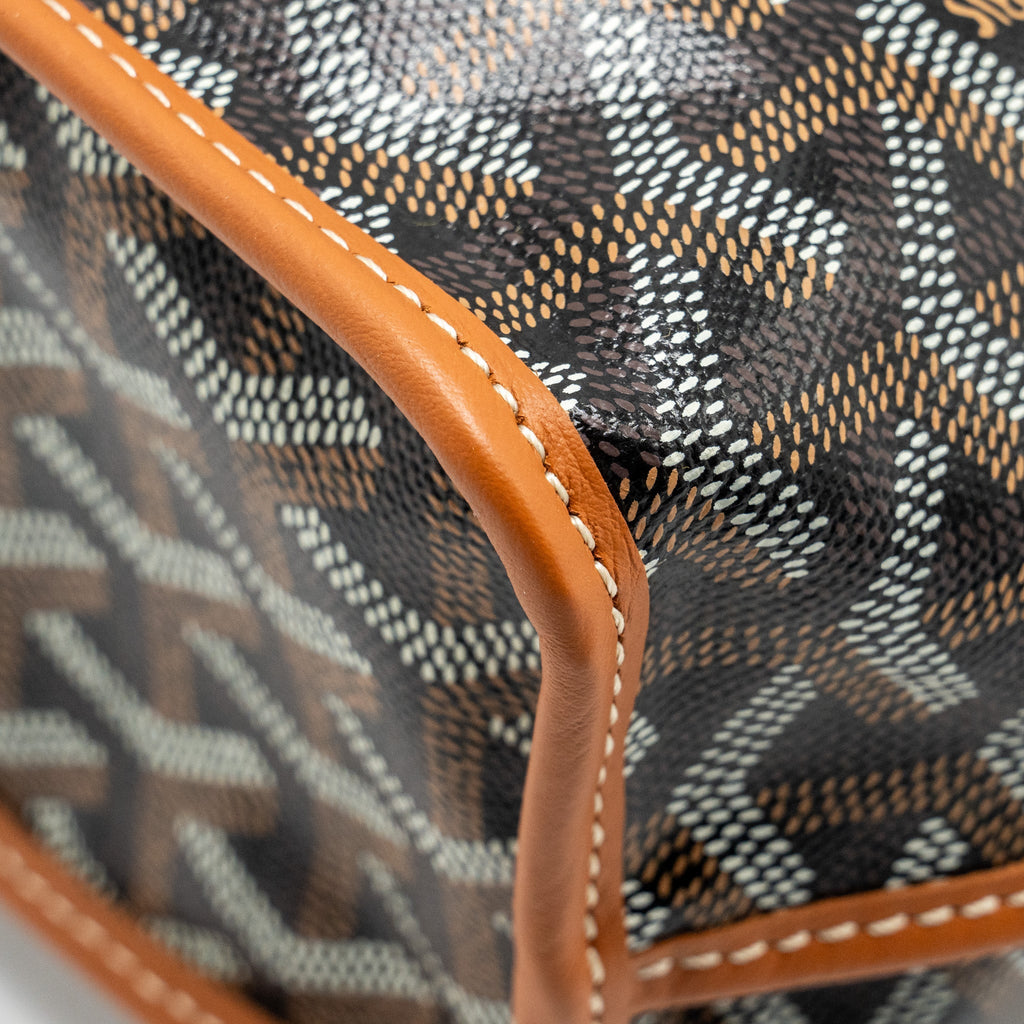 GOYARD MINI ANJOU TOTE BAG GOYARDINE CANVAS / CALFSKIN TAN SHW