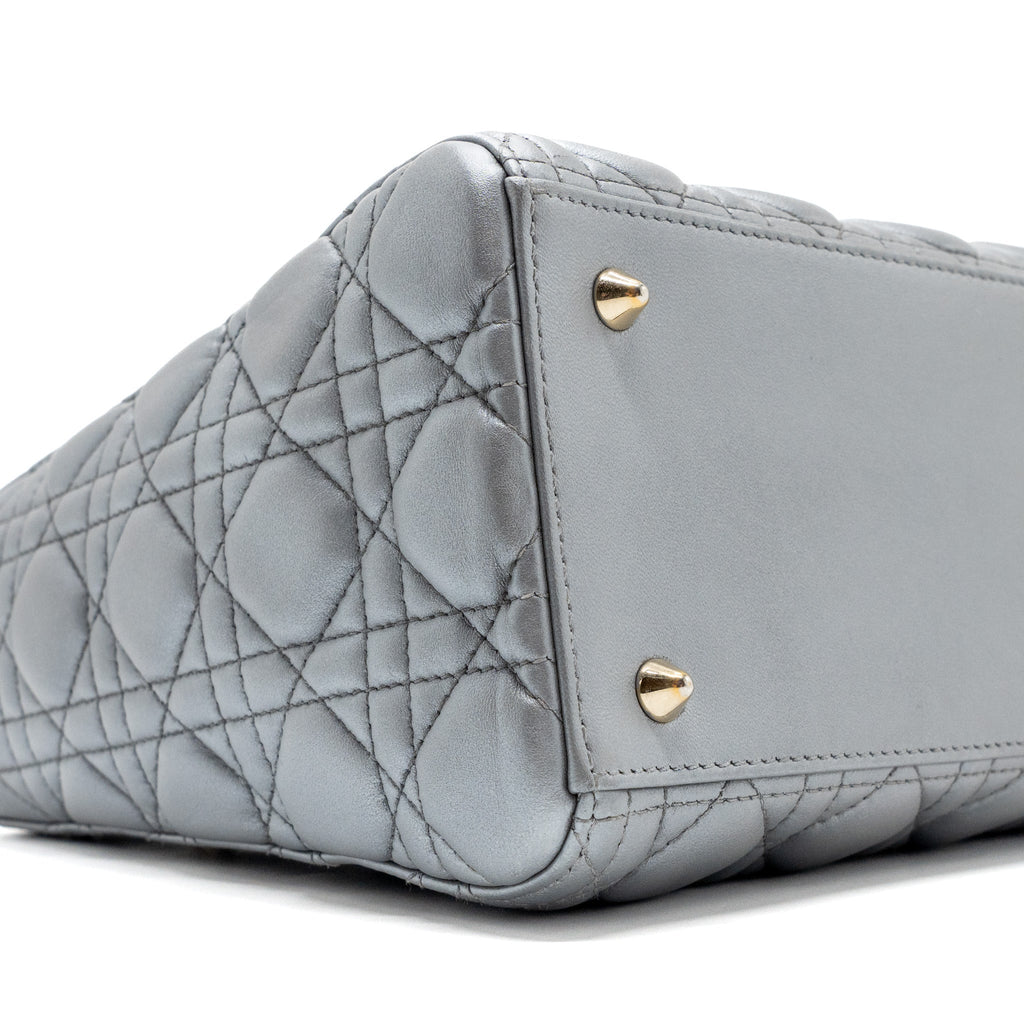 DIOR MEDIUM LADY DIOR LAMBSKIN SILVER LGHW