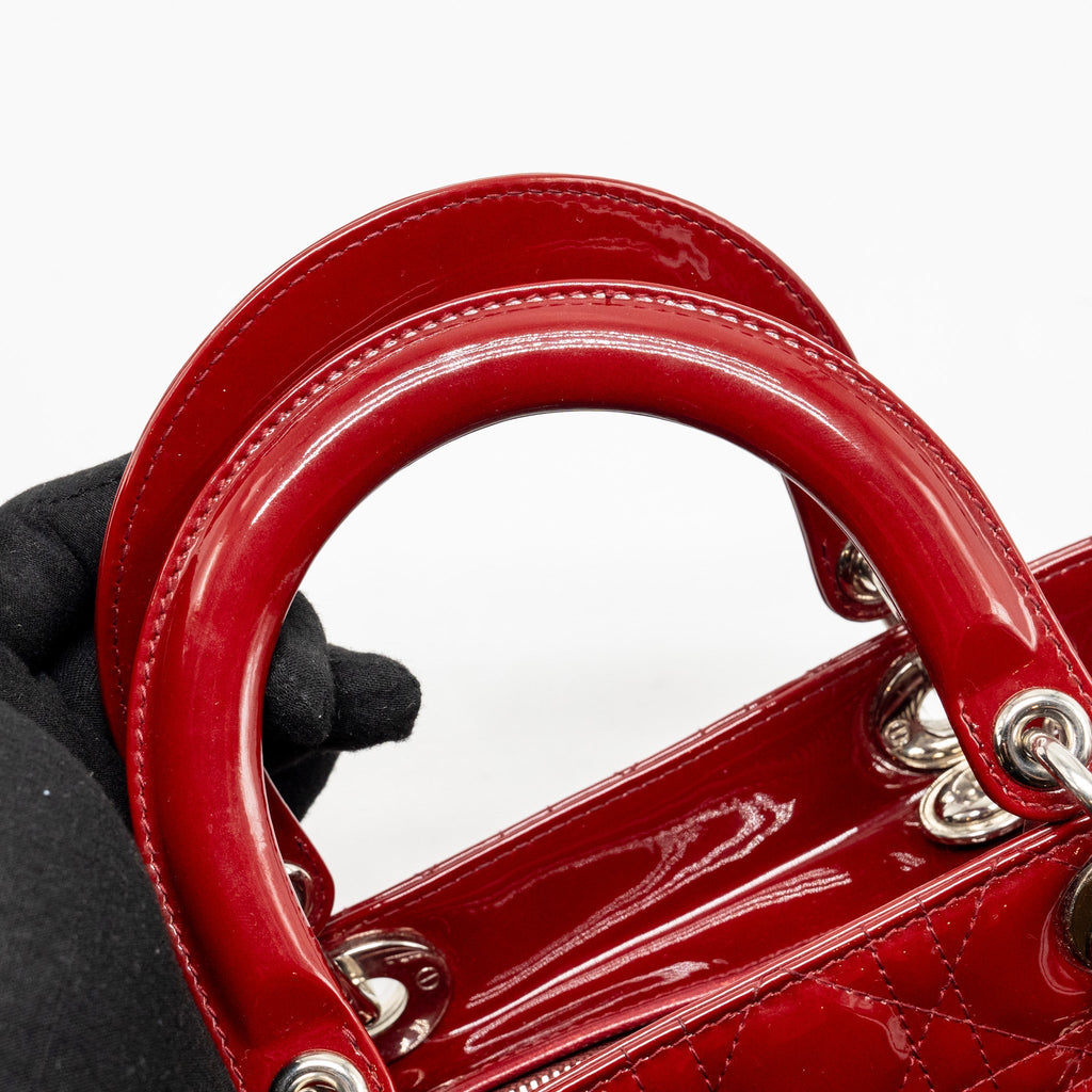 DIOR MEDIUM LADY DIOR PATENT RED SHW