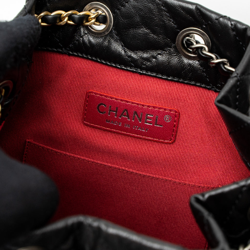 CHANEL SMALL GABRIELLE BACKPACK CALFSKIN BLACK MULTICOLOUR HARDWARE (MICROCHIP)