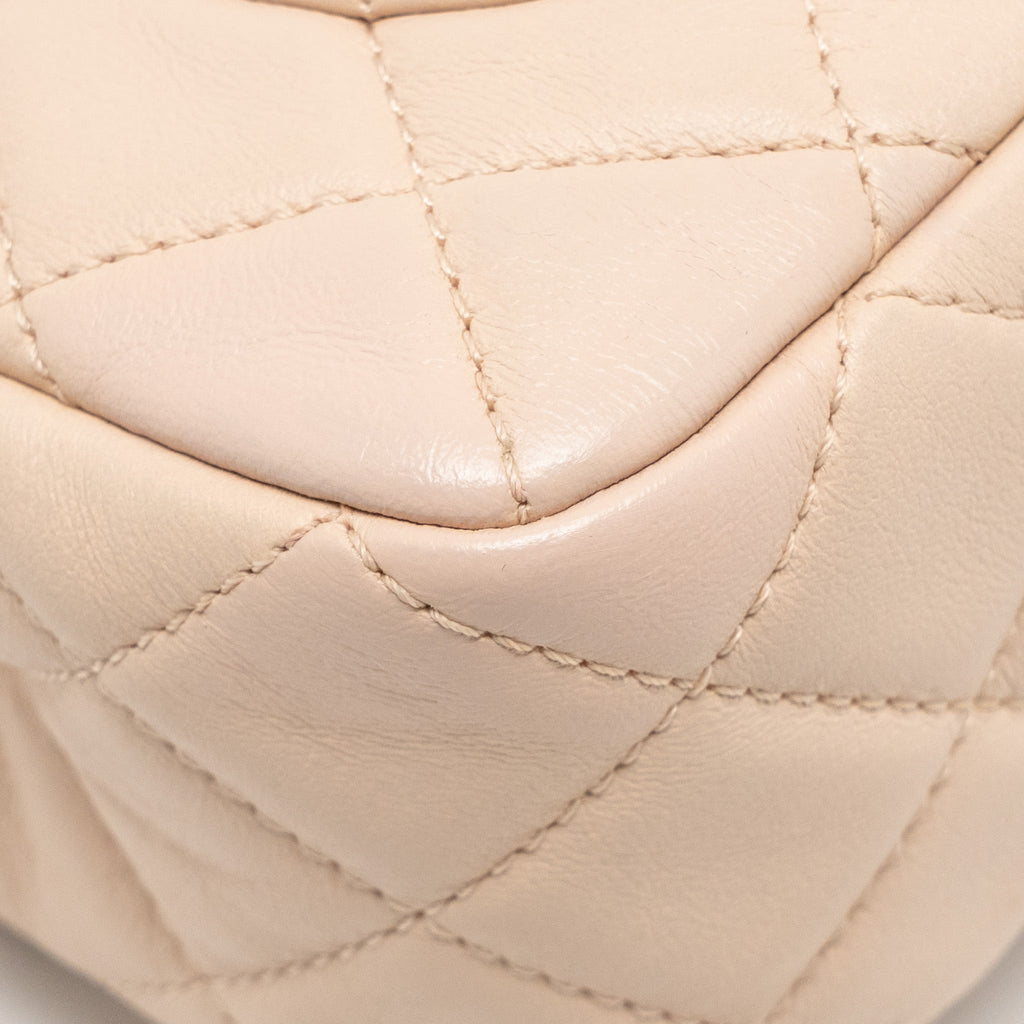 CHANEL PEARL CRUSH MINI RECTANGULAR FLAP BAG LAMBSKIN LIGHT PINK GHW (MICROCHIP)