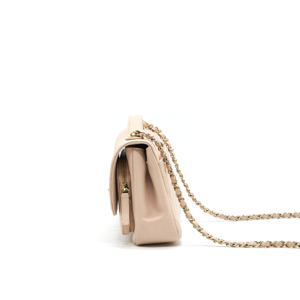 CHANEL BUSINESS AFFINITY FLAP BAG QUILTED CAVIAR MEDIUM BEIGE