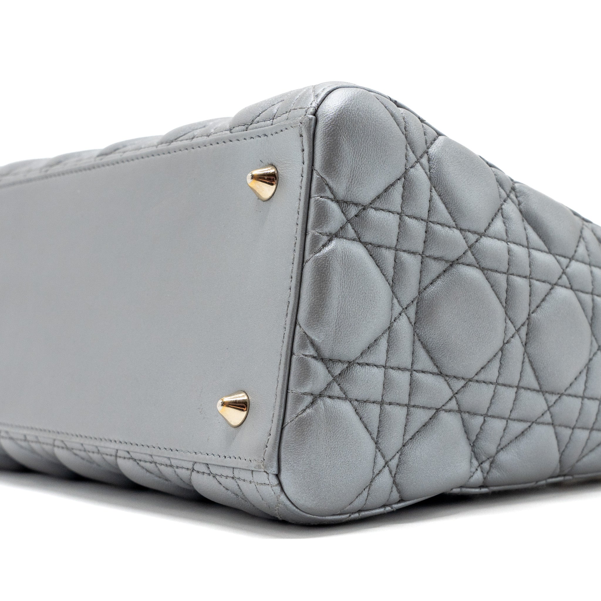 DIOR MEDIUM LADY DIOR LAMBSKIN SILVER LGHW