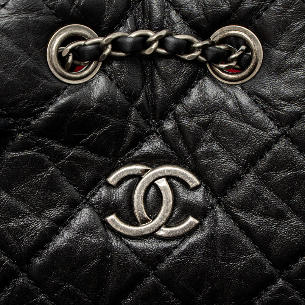 CHANEL SMALL GABRIELLE BACKPACK CALFSKIN BLACK MULTICOLOUR HARDWARE (MICROCHIP)
