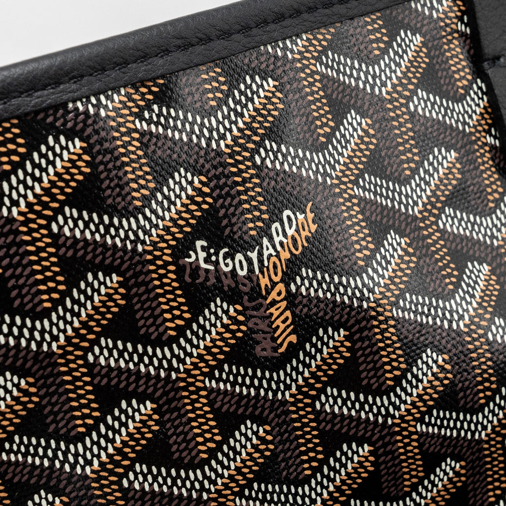 GOYARD ANJOU MINI TOTE BAG GOYARDLINE CANVAS / CALFSKIN BLACK SHW