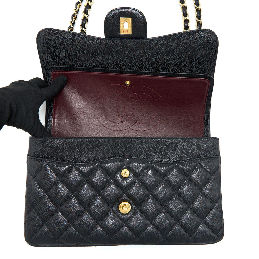 CHANEL JUMBO CLASSIC DOUBLE FLAP BAG CAVIAR BLACK GHW