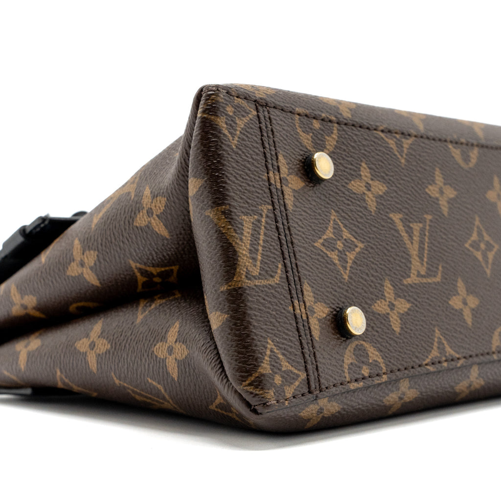 LOUIS VUITTON TOP HANDLE FLAP BAG MONOGRAM CANVAS / CALFSKIN BLACK GHW
