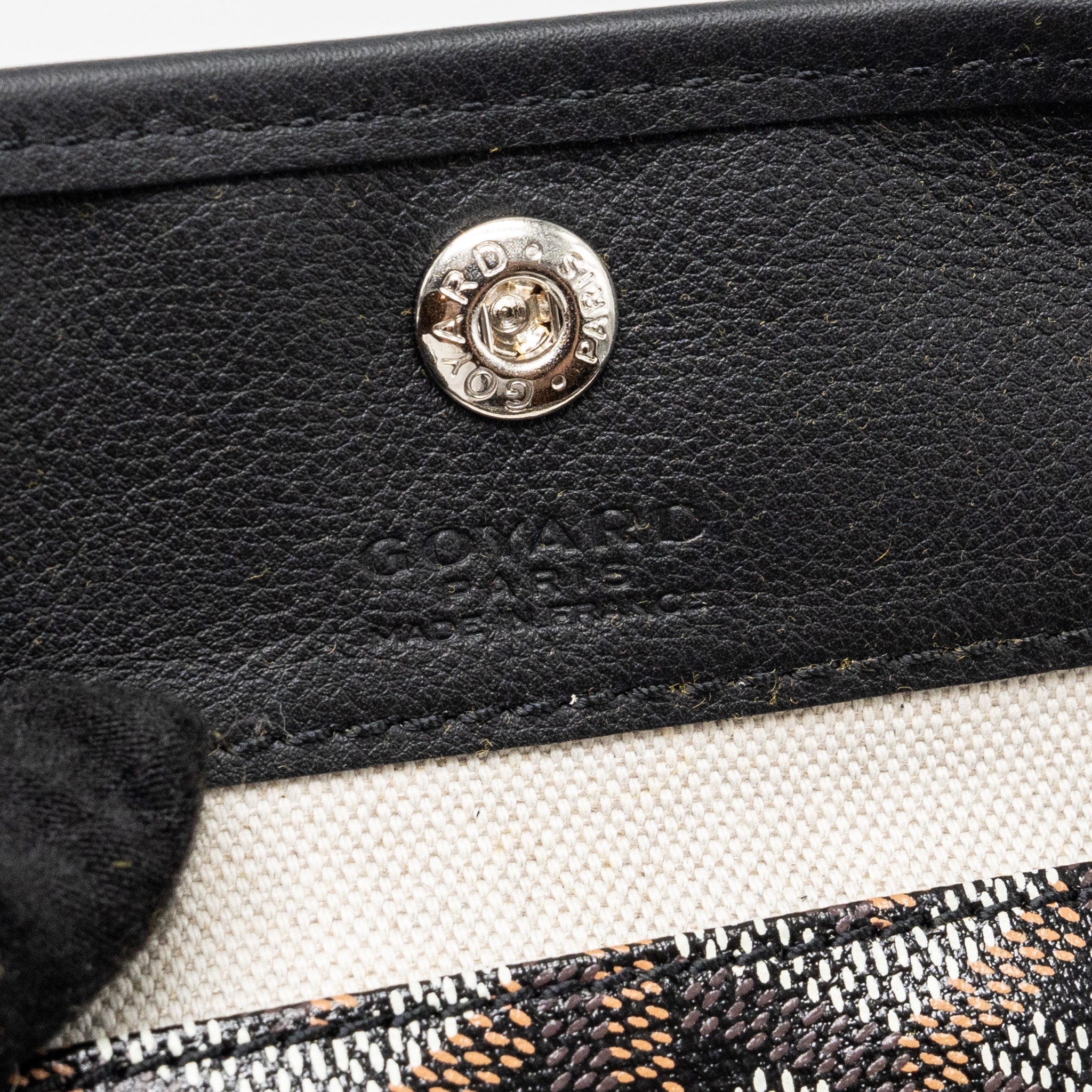 GOYARD ANJOU MINI TOTE BAG GOYARDLINE CANVAS / CALFSKIN BLACK SHW