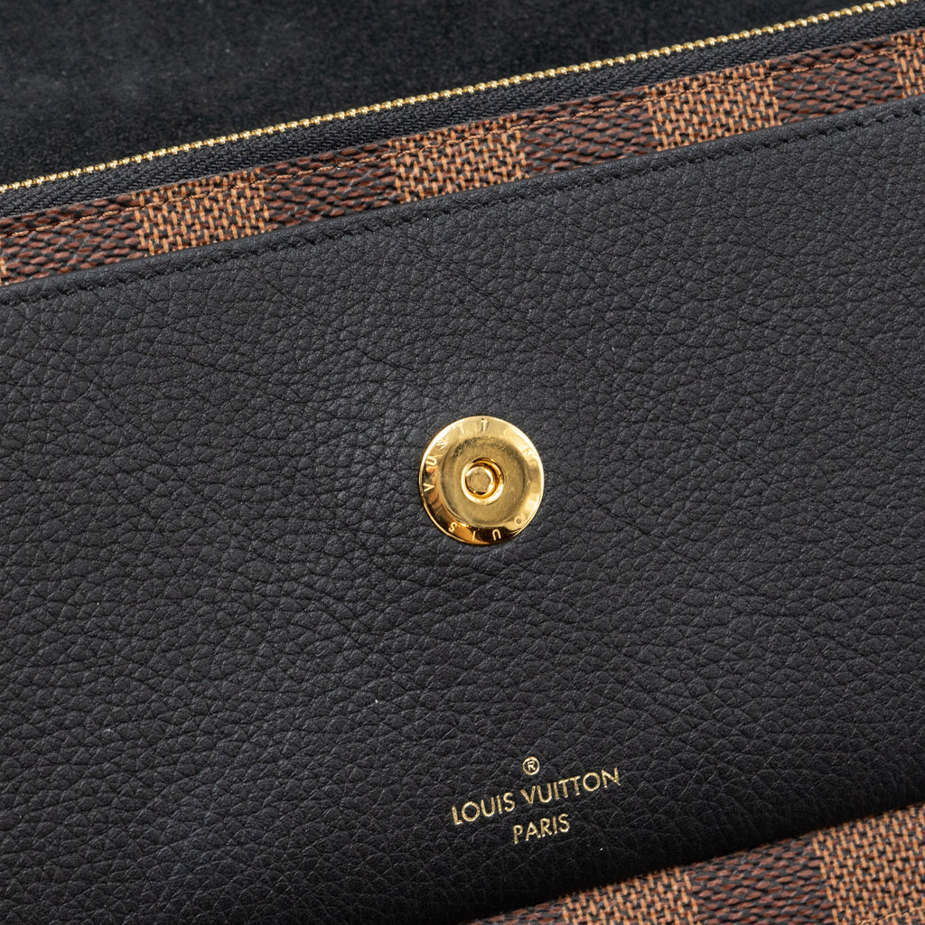 LOUIS VUITTON VAVIN CHAIN WALLET DAMIER EBENE/BLACK GHW (NEW VERSION)