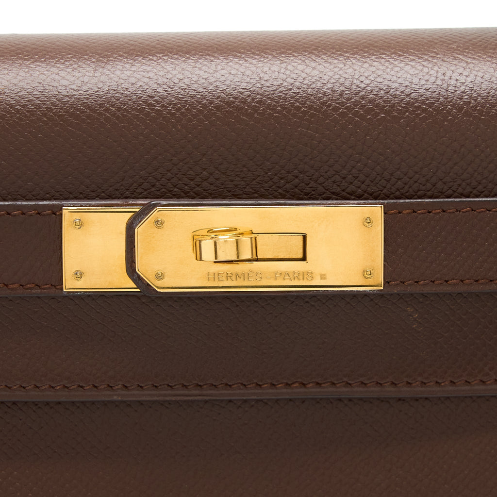 HERMES VINTAGE KELLY 28 SELLIER EPSOM BROWN GHW