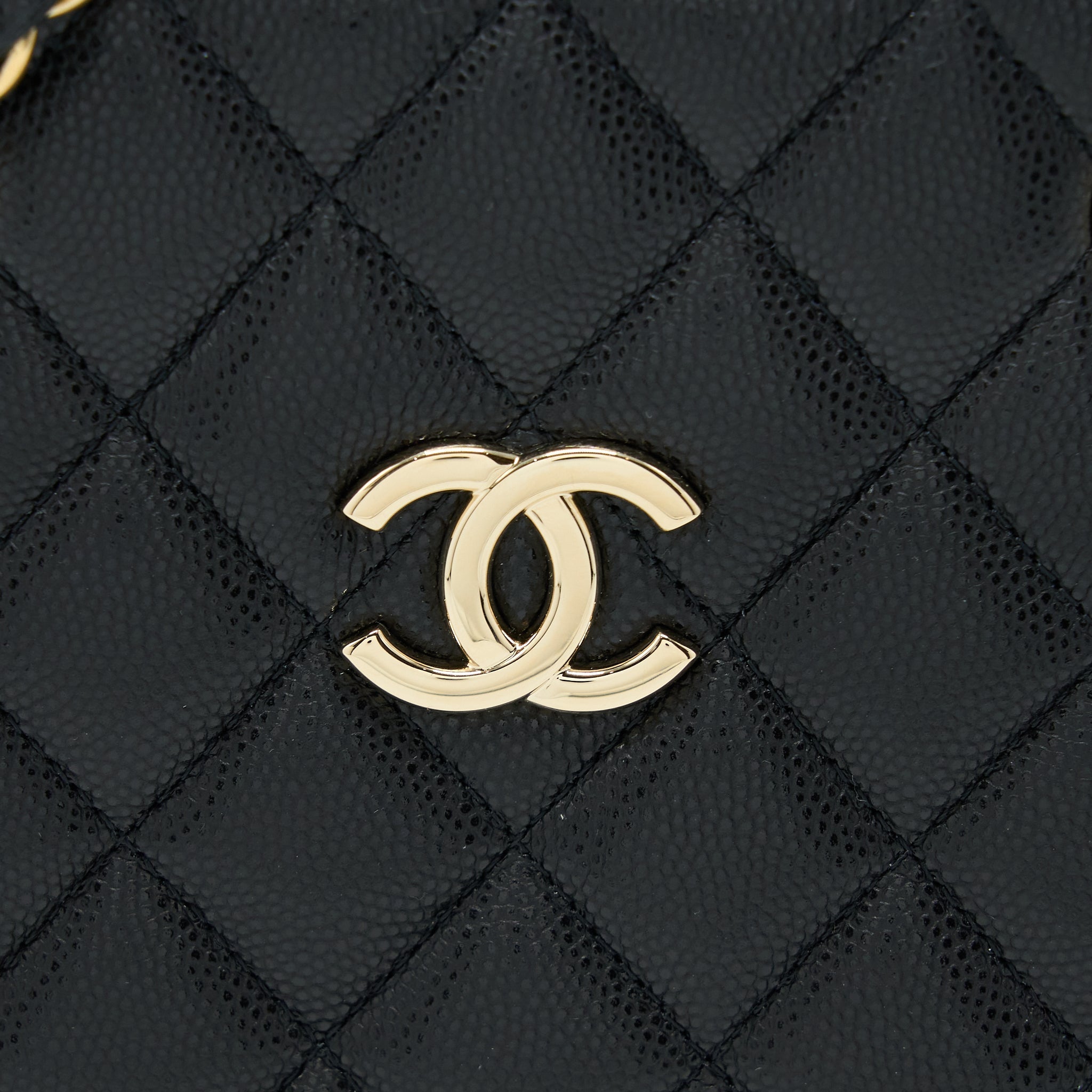 CHANEL 23C MINI BUCKET BAG CAVIAR BLACK LGHW (MICROCHIP)