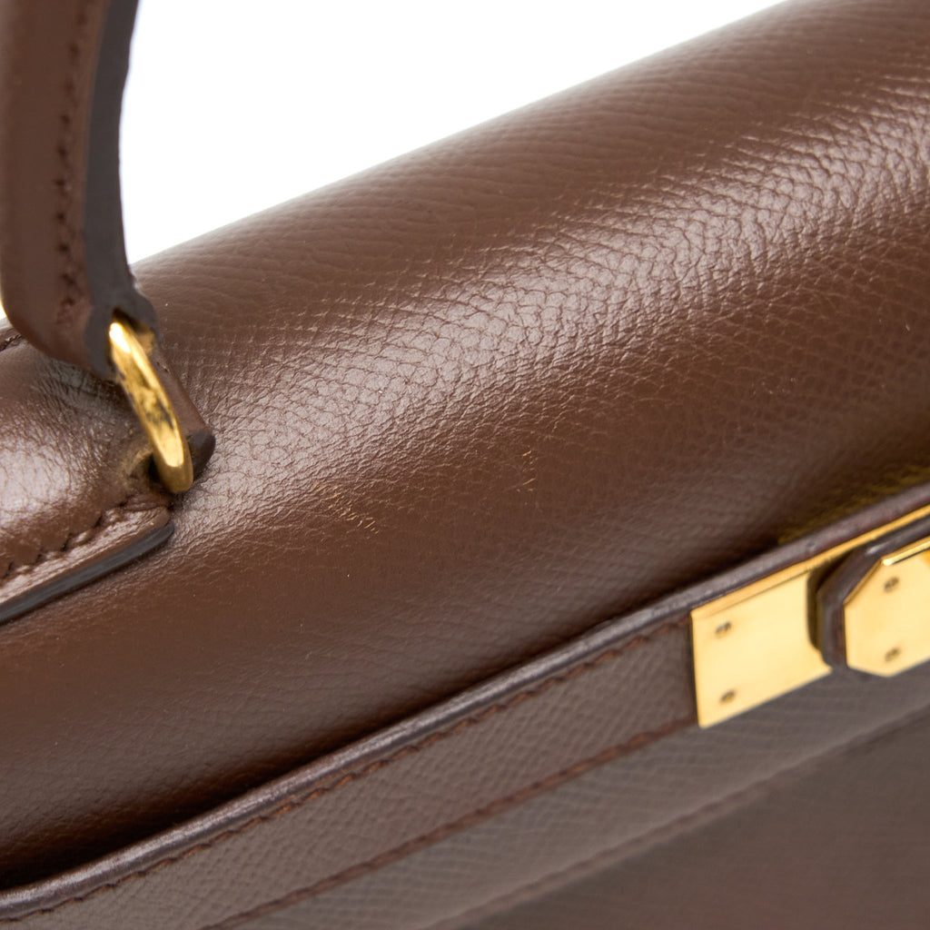 HERMES VINTAGE KELLY 28 SELLIER EPSOM BROWN GHW