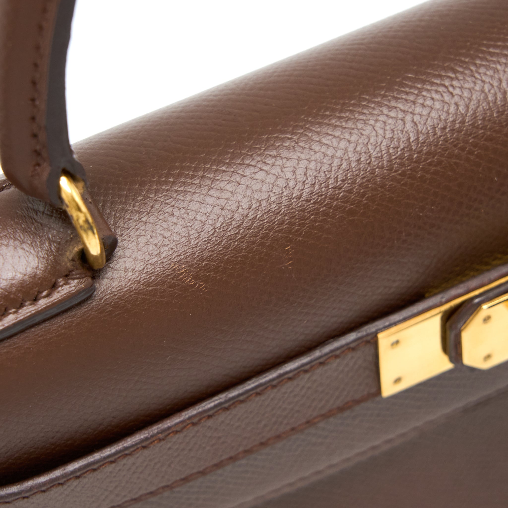 HERMES VINTAGE KELLY 28 SELLIER EPSOM BROWN GHW