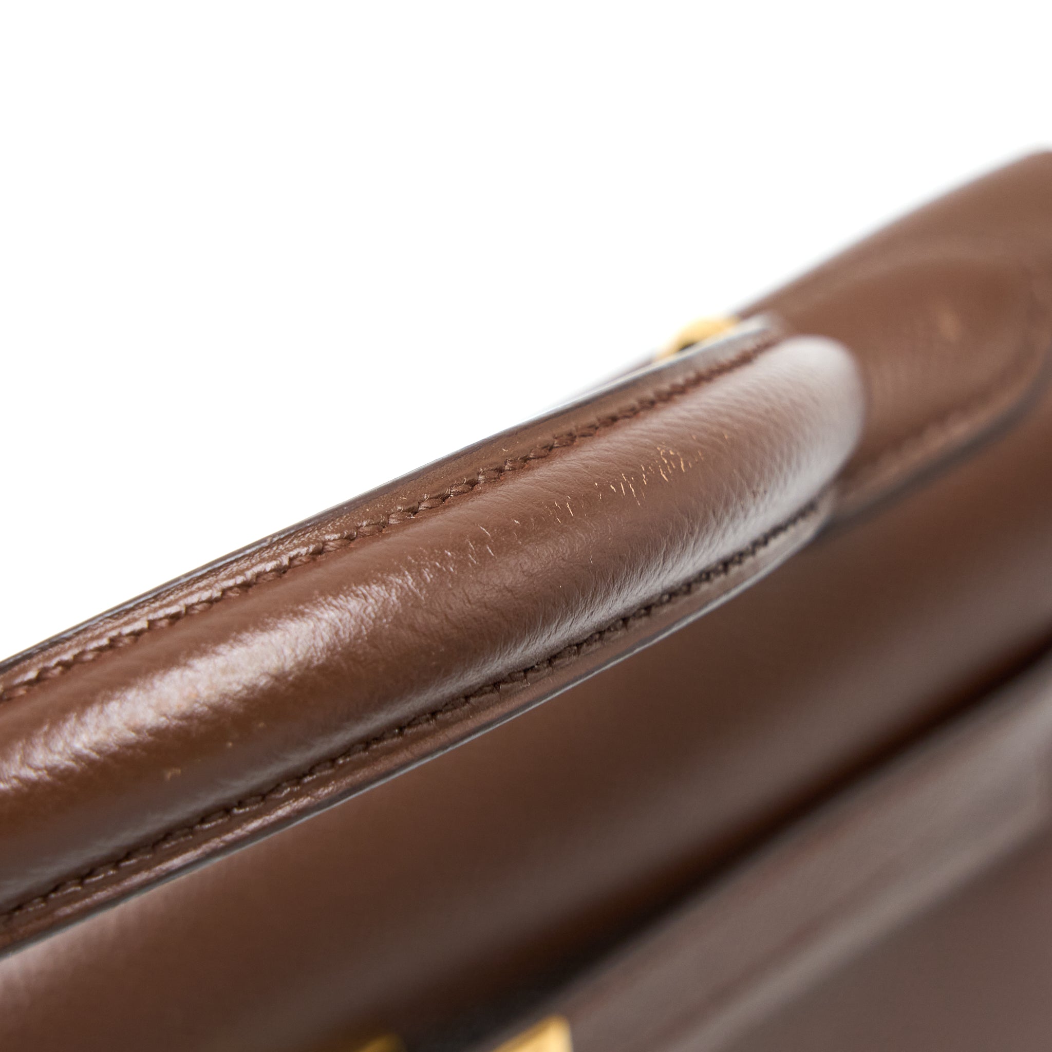 HERMES VINTAGE KELLY 28 SELLIER EPSOM BROWN GHW