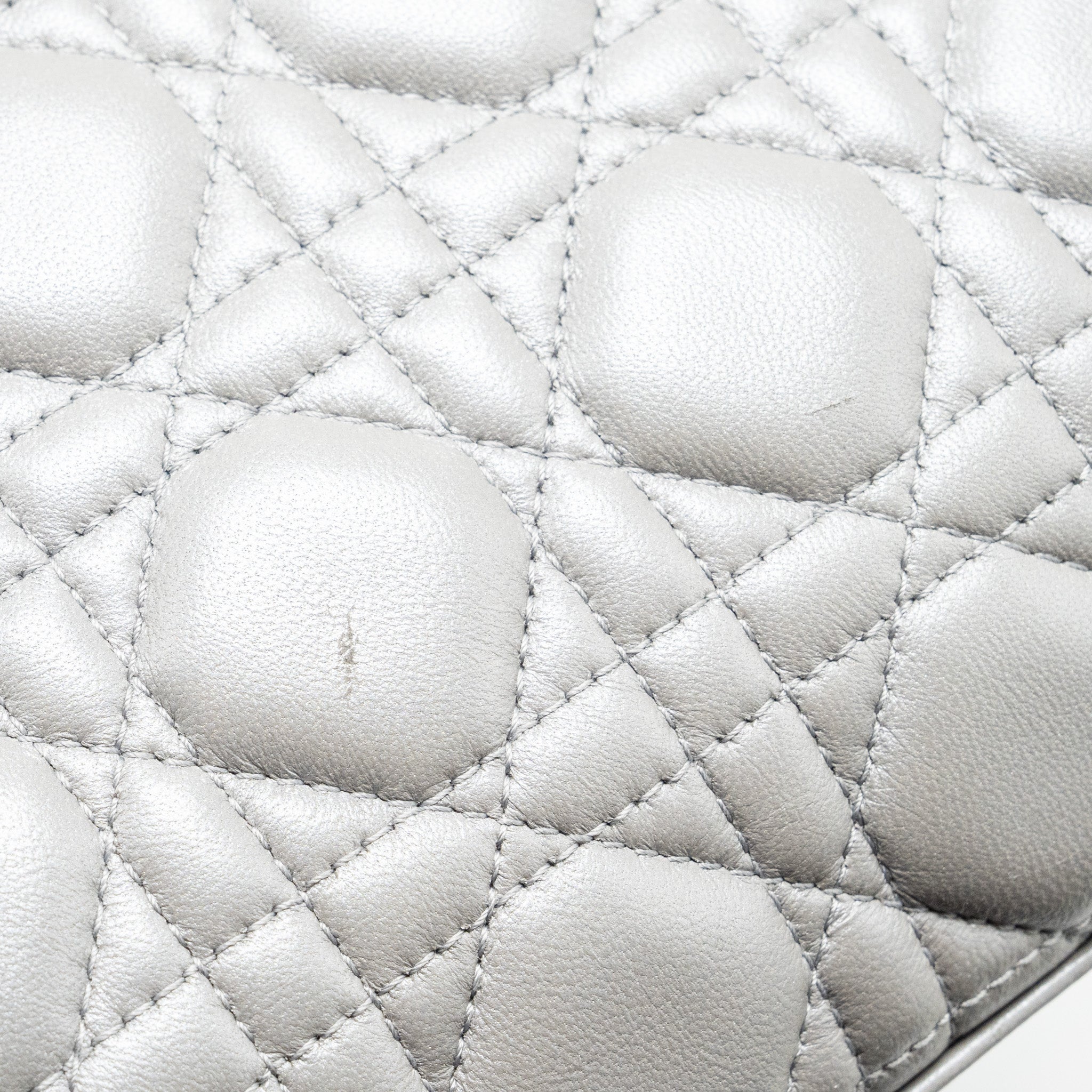 DIOR MEDIUM LADY DIOR LAMBSKIN GREY GHW