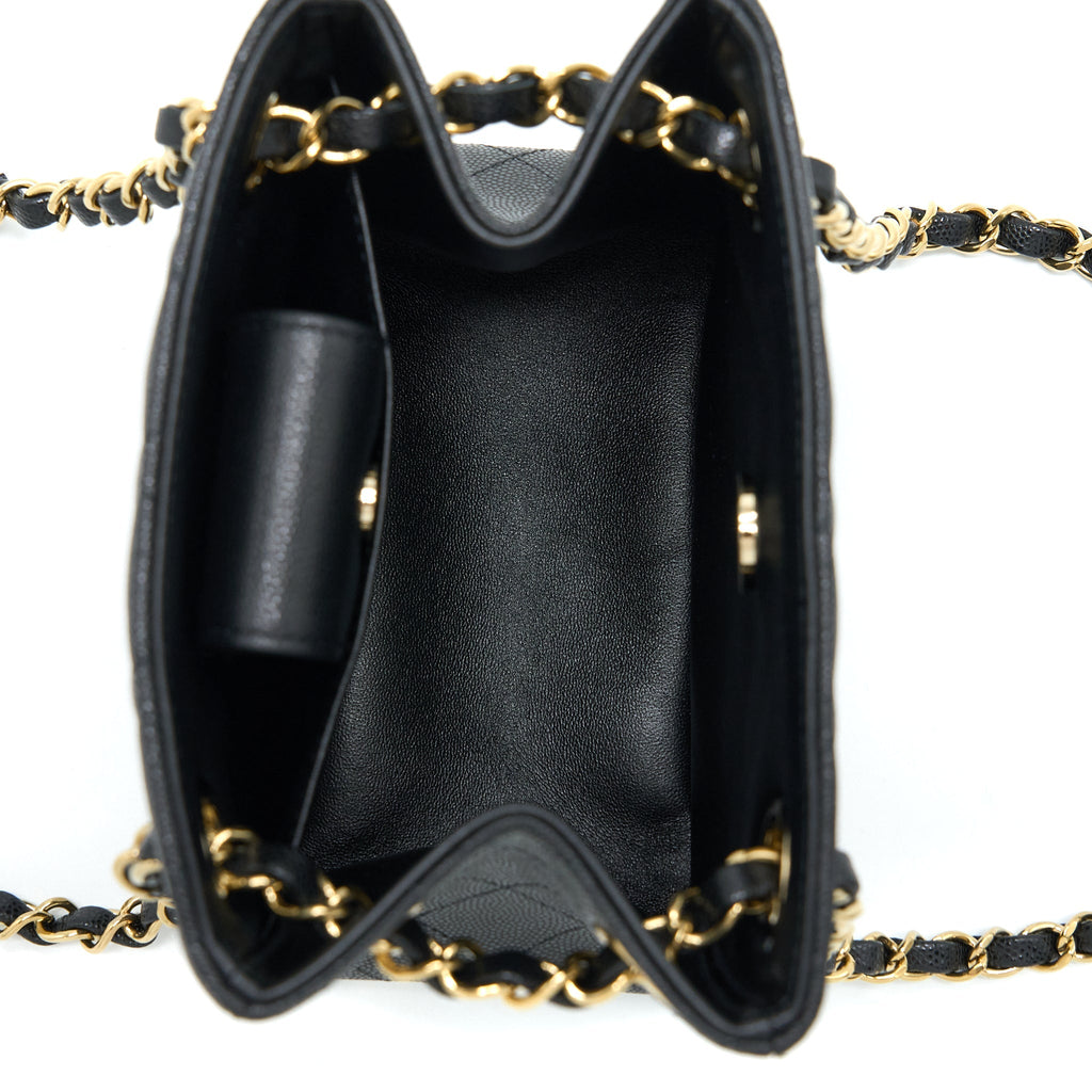 CHANEL 23C MINI BUCKET BAG CAVIAR BLACK LGHW (MICROCHIP)
