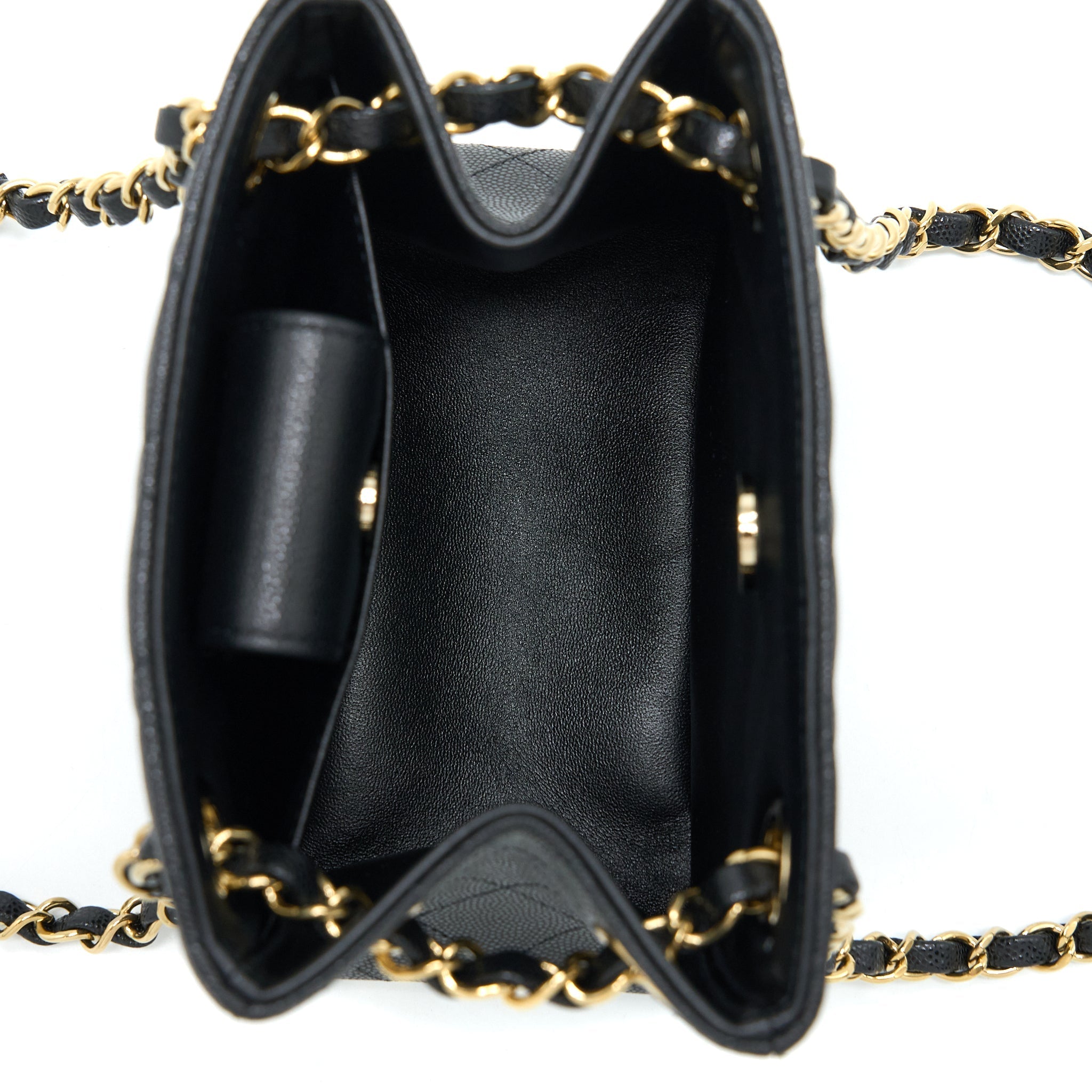 CHANEL 23C MINI BUCKET BAG CAVIAR BLACK LGHW (MICROCHIP)