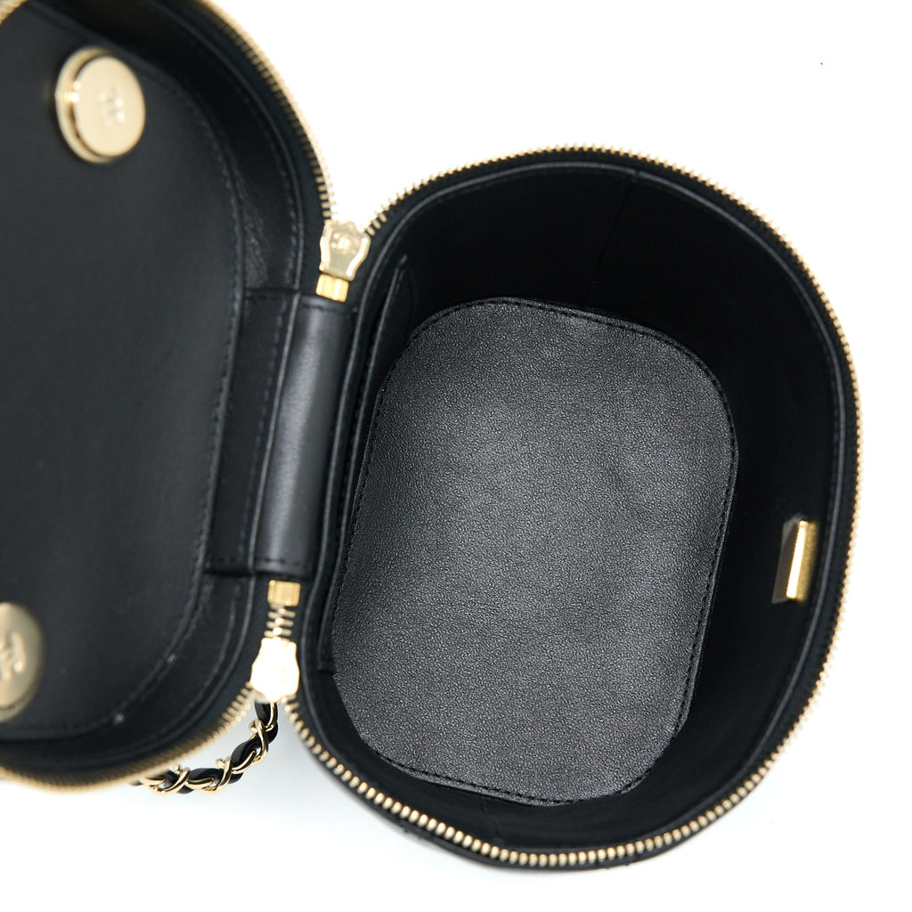 CHANEL TRENDY VANITY CASE LAMBSKIN BLACK LGHW (MICROCHIP)