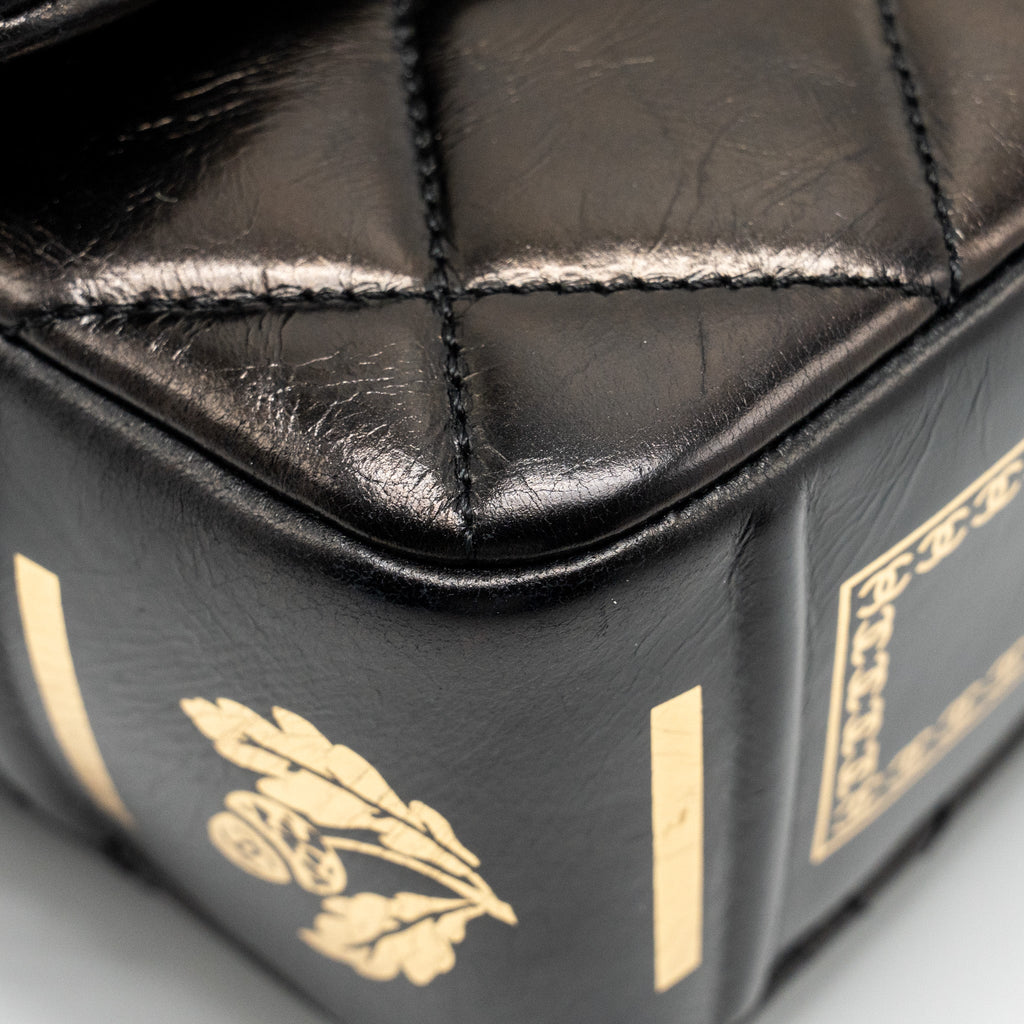 CHANEL LIMITED EDITION QUILTED FLAP BAG SHINY CALFSKIN BLACK GHW