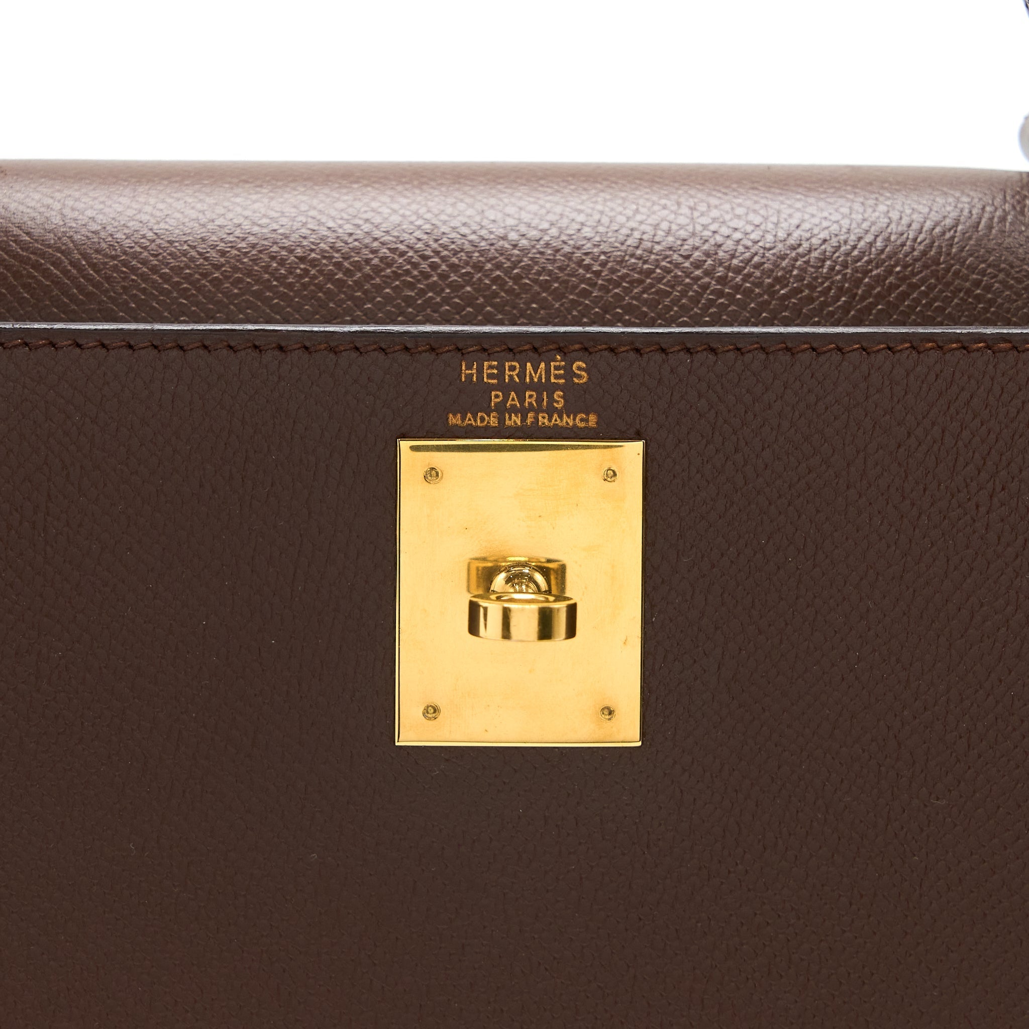 HERMES VINTAGE KELLY 28 SELLIER EPSOM BROWN GHW