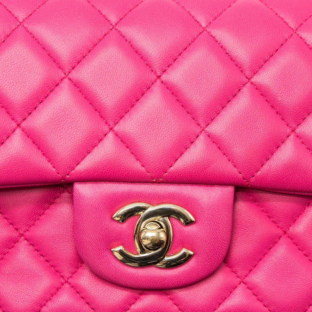 CHANEL MINI RECTANGULAR FLAP BAG LAMBSKIN PINK LGHW