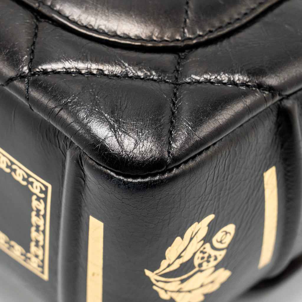 CHANEL LIMITED EDITION QUILTED FLAP BAG SHINY CALFSKIN BLACK GHW