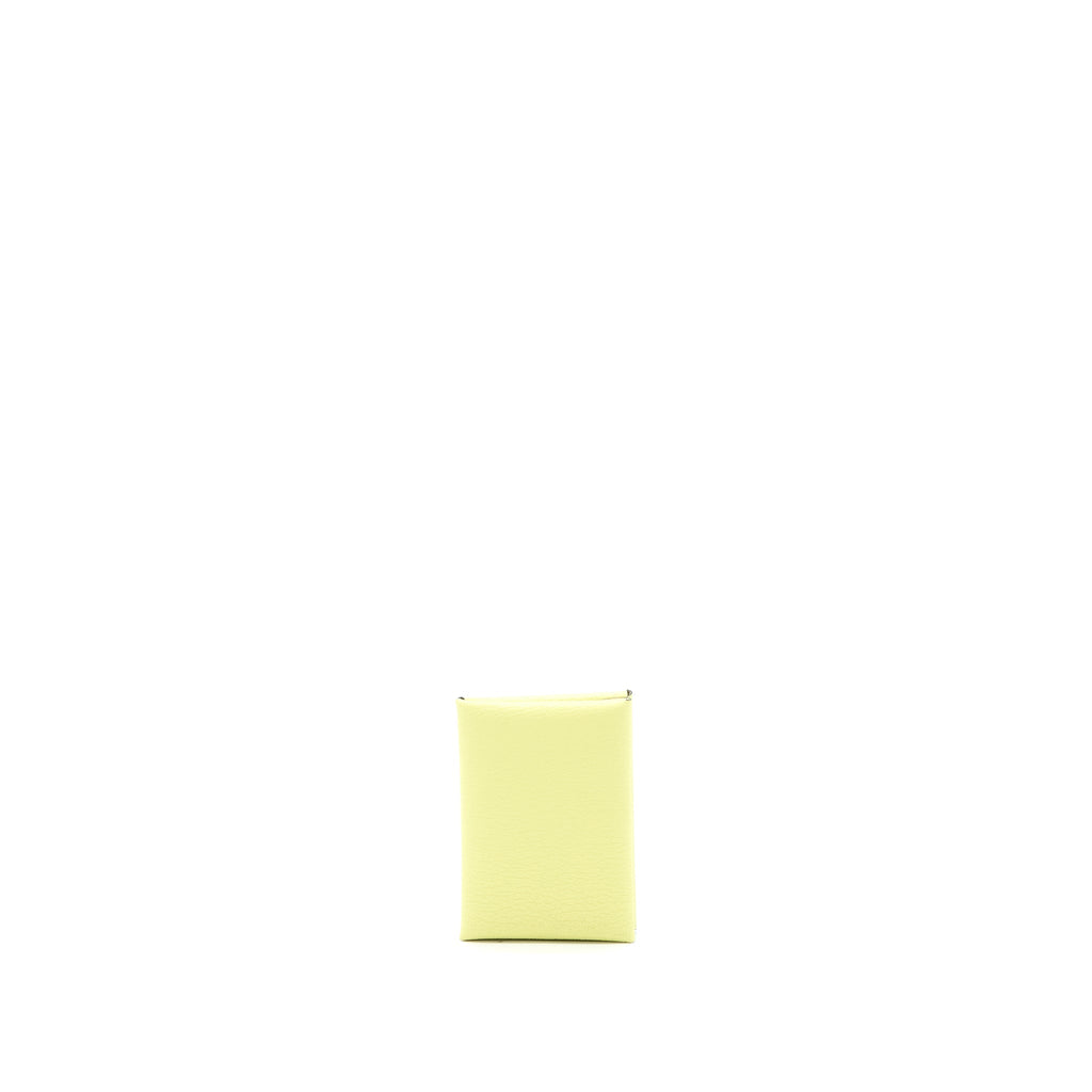HERMES CALVI DUO COMPACT CHÈVRE MYSORE JAUNE BOURGEON/ NATA