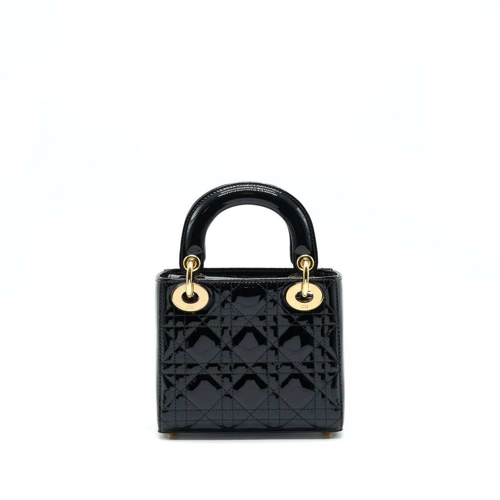 DIOR MINI LADY DIOR PATENT LEATHER BLACK GHW
