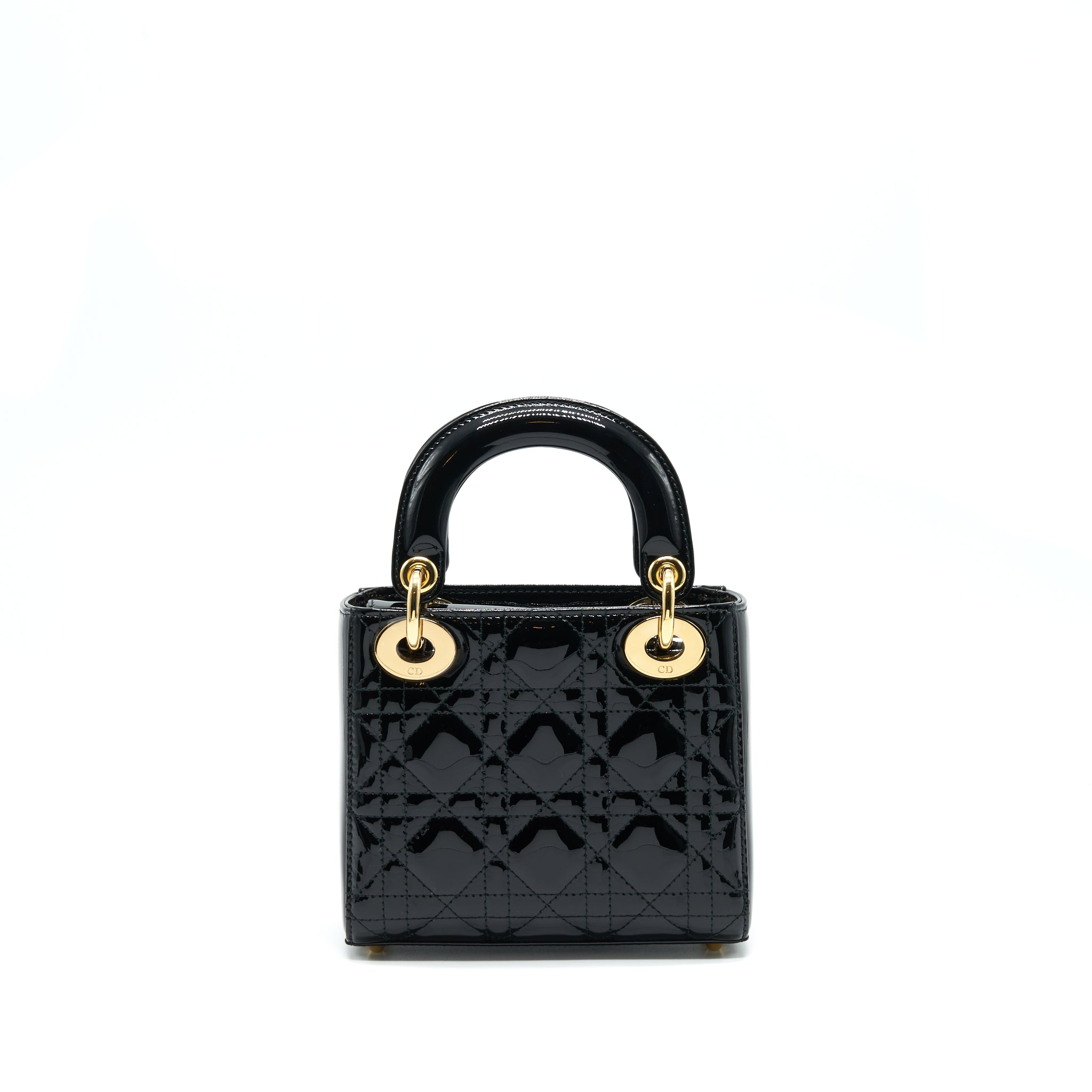 DIOR MINI LADY DIOR PATENT LEATHER BLACK GHW
