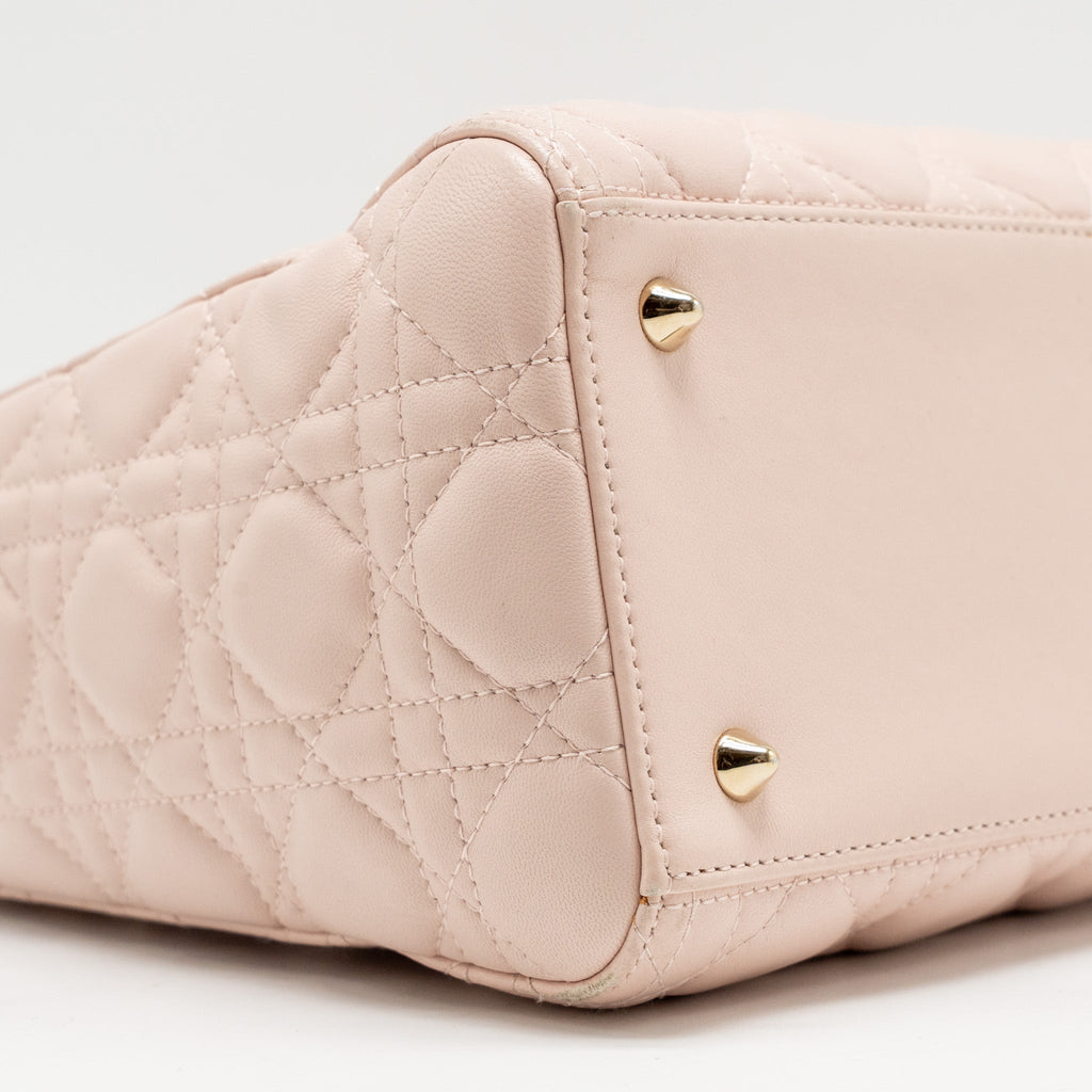 DIOR MEDIUM LADY DIOR LAMBSKIN LIGHT PINK LGHW