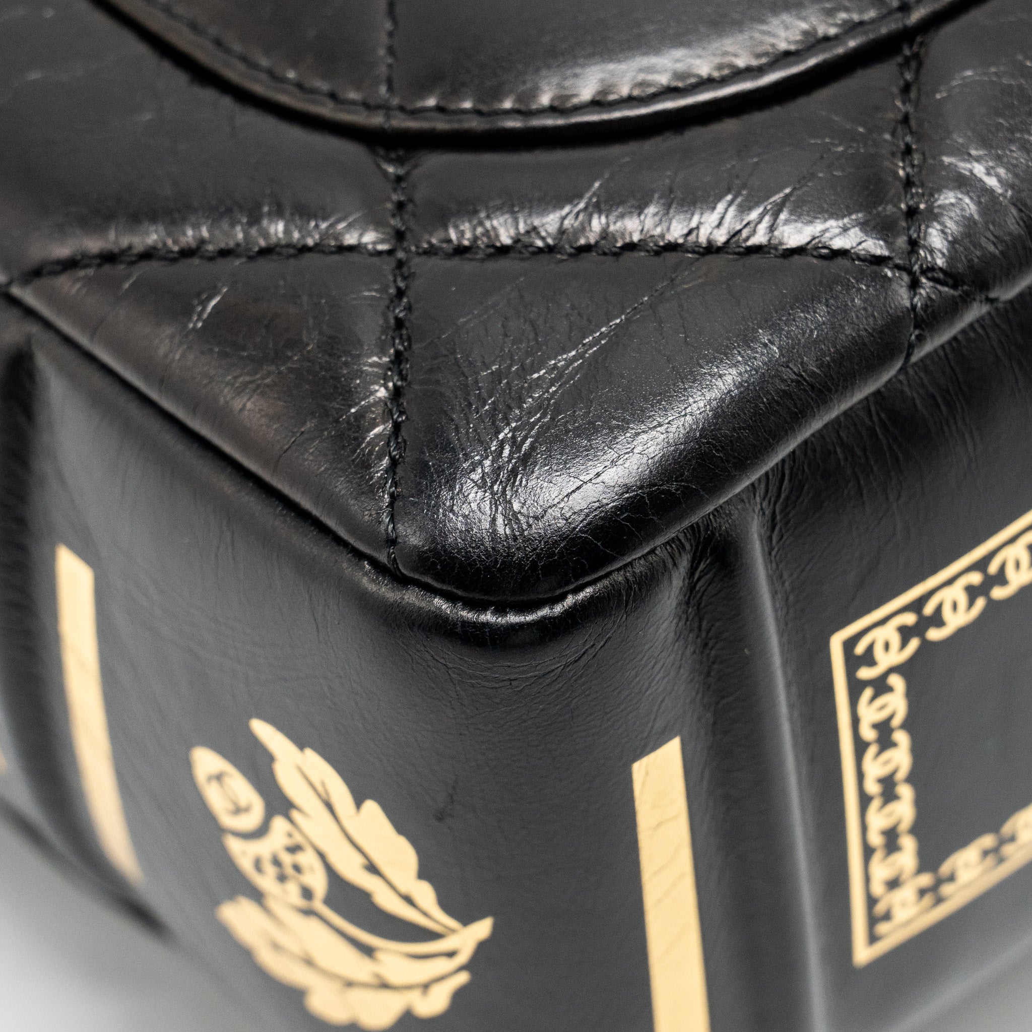 CHANEL LIMITED EDITION QUILTED FLAP BAG SHINY CALFSKIN BLACK GHW