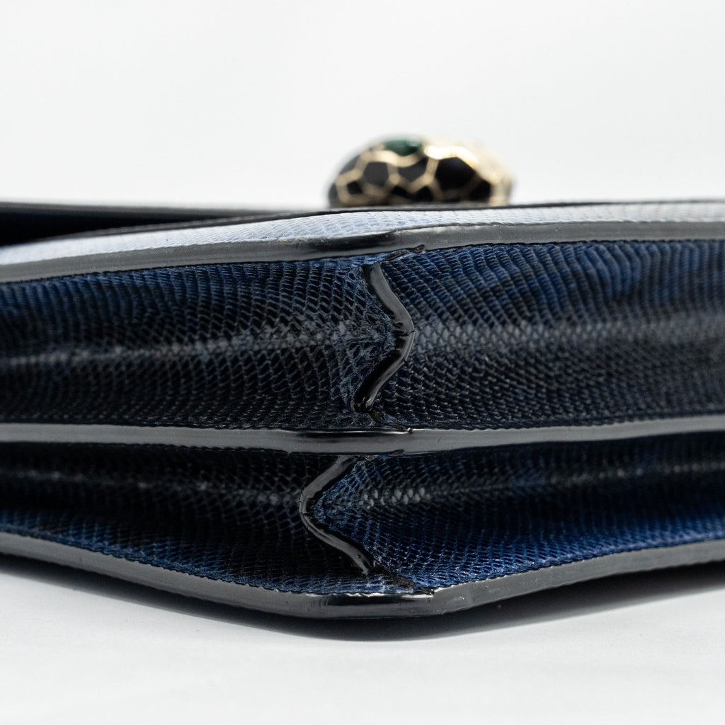 BVLGARI SERPENTI SHOULDER BAG KARUNG SKIN DARK BLUE LGHW