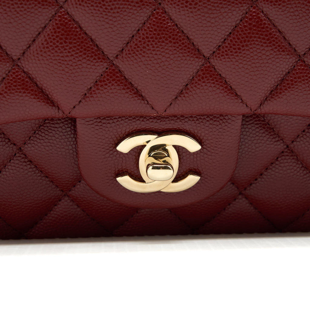 CHANEL MEDIUM CLASSIC DOUBLE FLAP BAG CAVIAR DARK RED LGHW