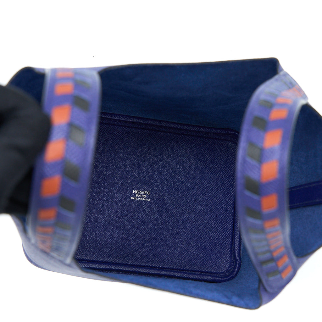 HERMES PICOTIN 18 LOCK BAG EPSOM BLUE ENCRE/BRIQUE/NOIR SHW