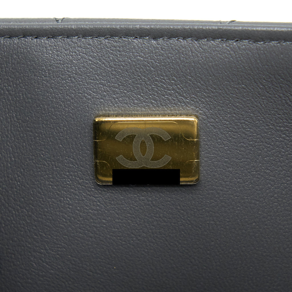 CHANEL 22A MINI RECTANGULAR FLAP BAG LAMBSKIN GREY LGHW (MICROCHIP).