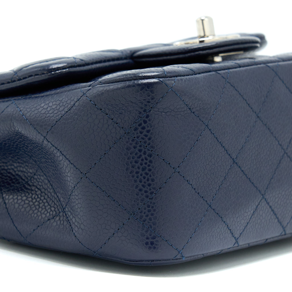 CHANEL MINI SQUARE FLAP BAG CAVIAR NAVY SHW