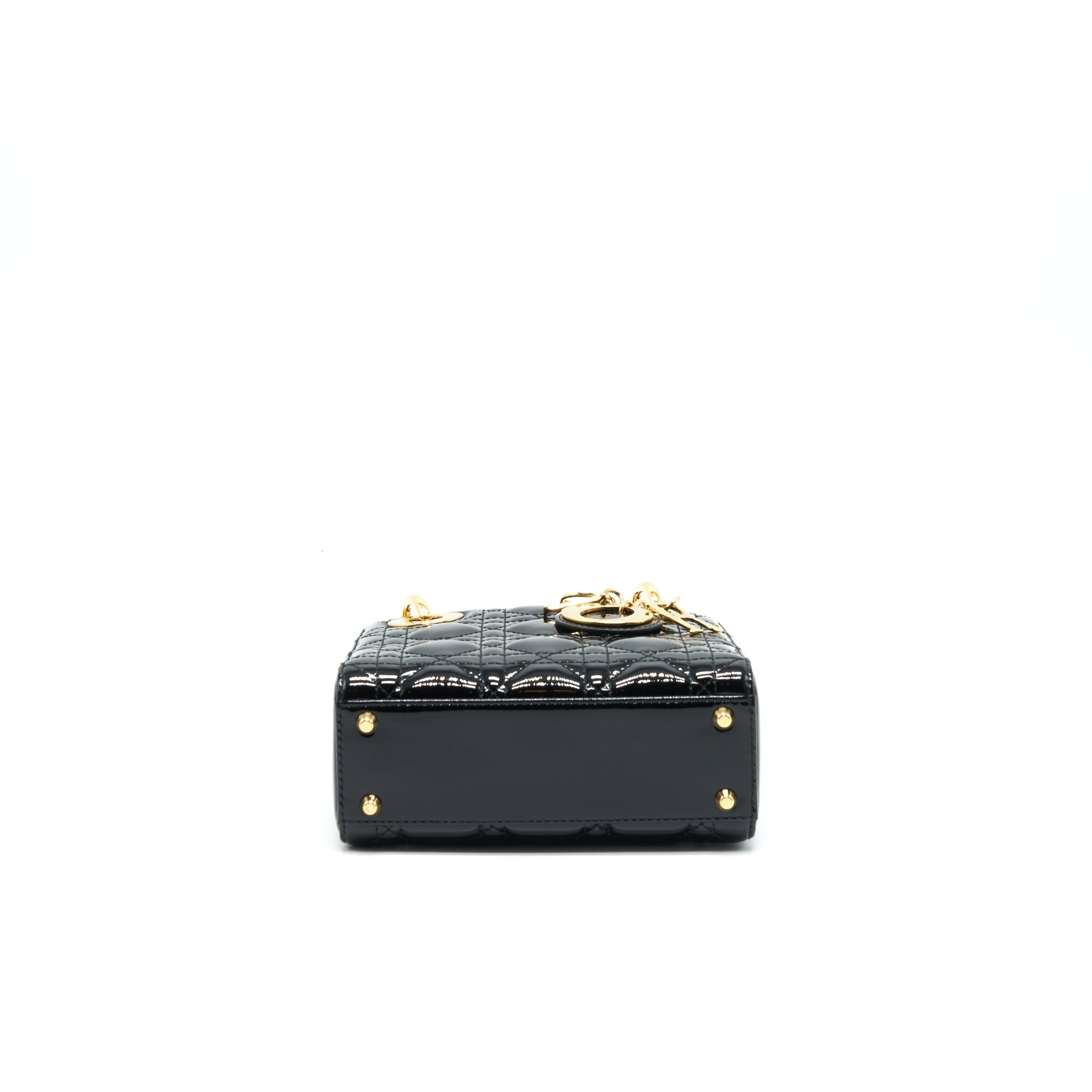 DIOR MINI LADY DIOR PATENT LEATHER BLACK GHW