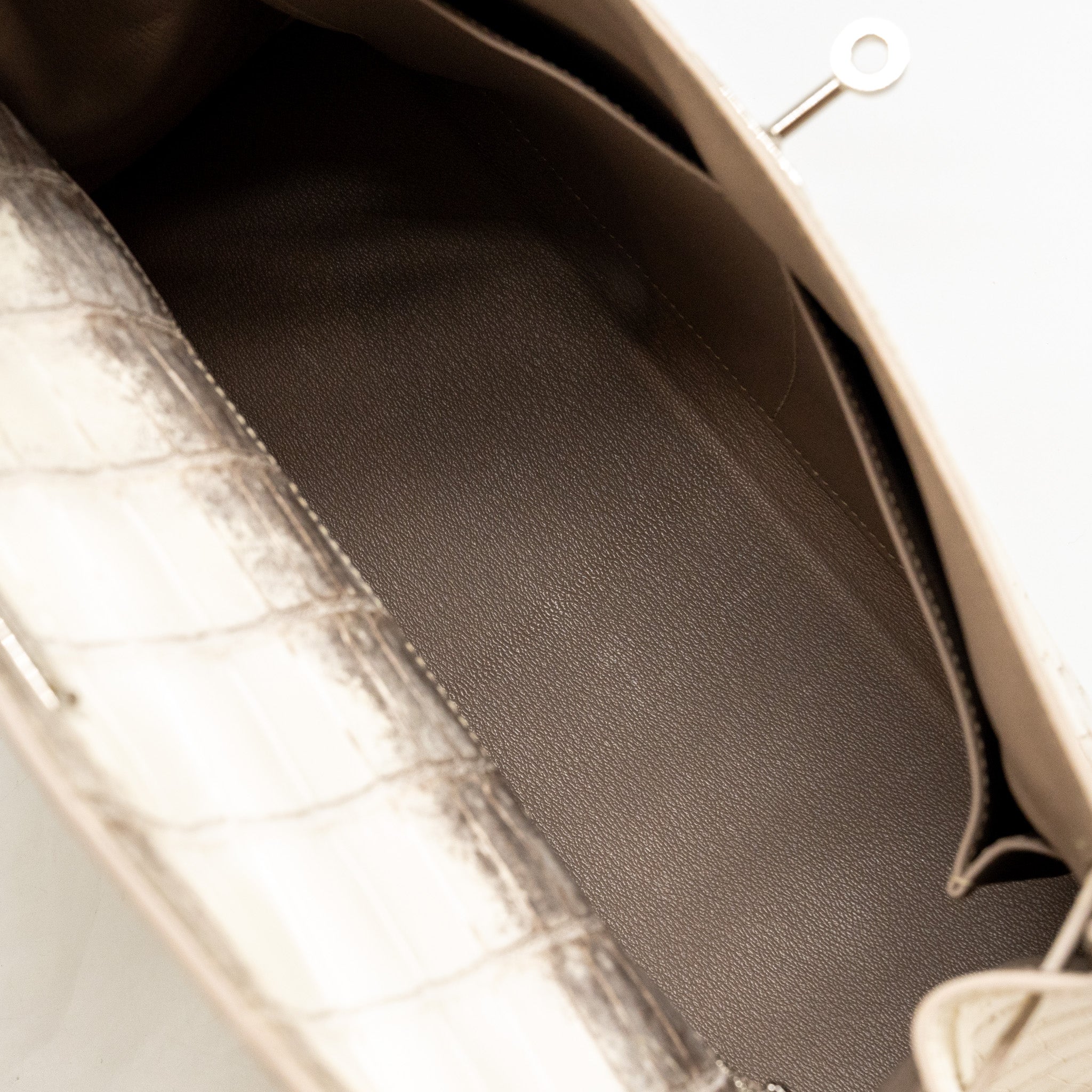 HERMES KELLY 32 CROCODILE NILOTICUS HIMALAYA BLANC SHW