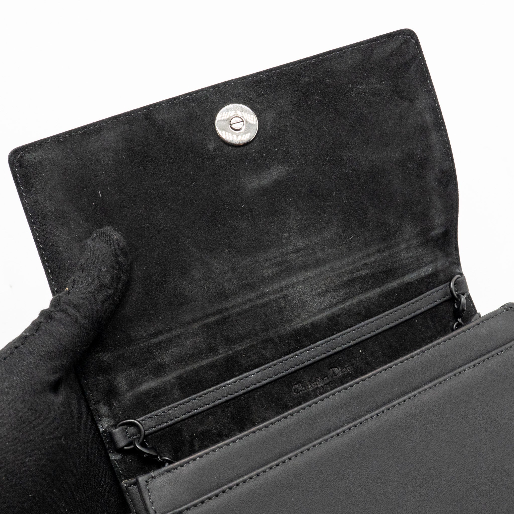 DIOR STUDDED DIORAMA WALLET ON CHAIN LEATHER SO BLACK