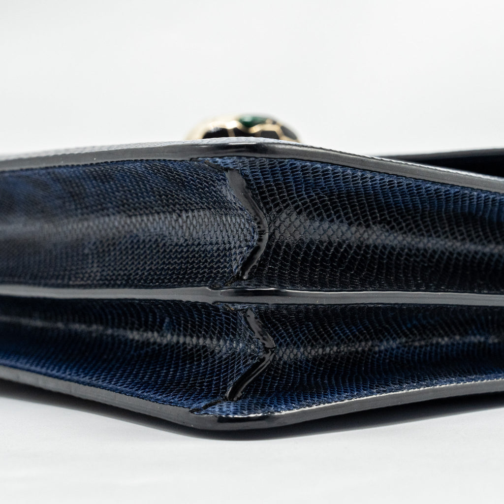 BVLGARI SERPENTI SHOULDER BAG KARUNG SKIN DARK BLUE LGHW