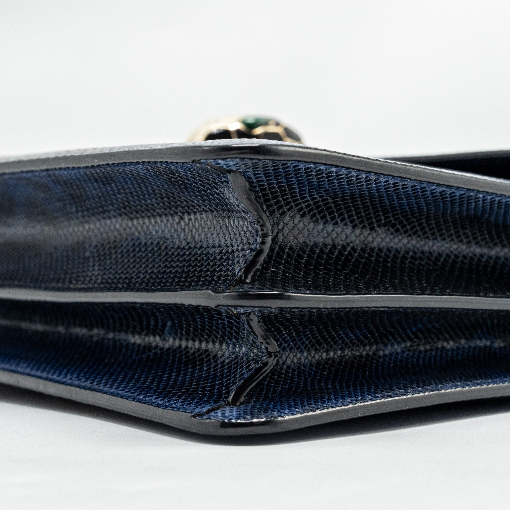 BVLGARI SERPENTI SHOULDER BAG KARUNG SKIN DARK BLUE LGHW