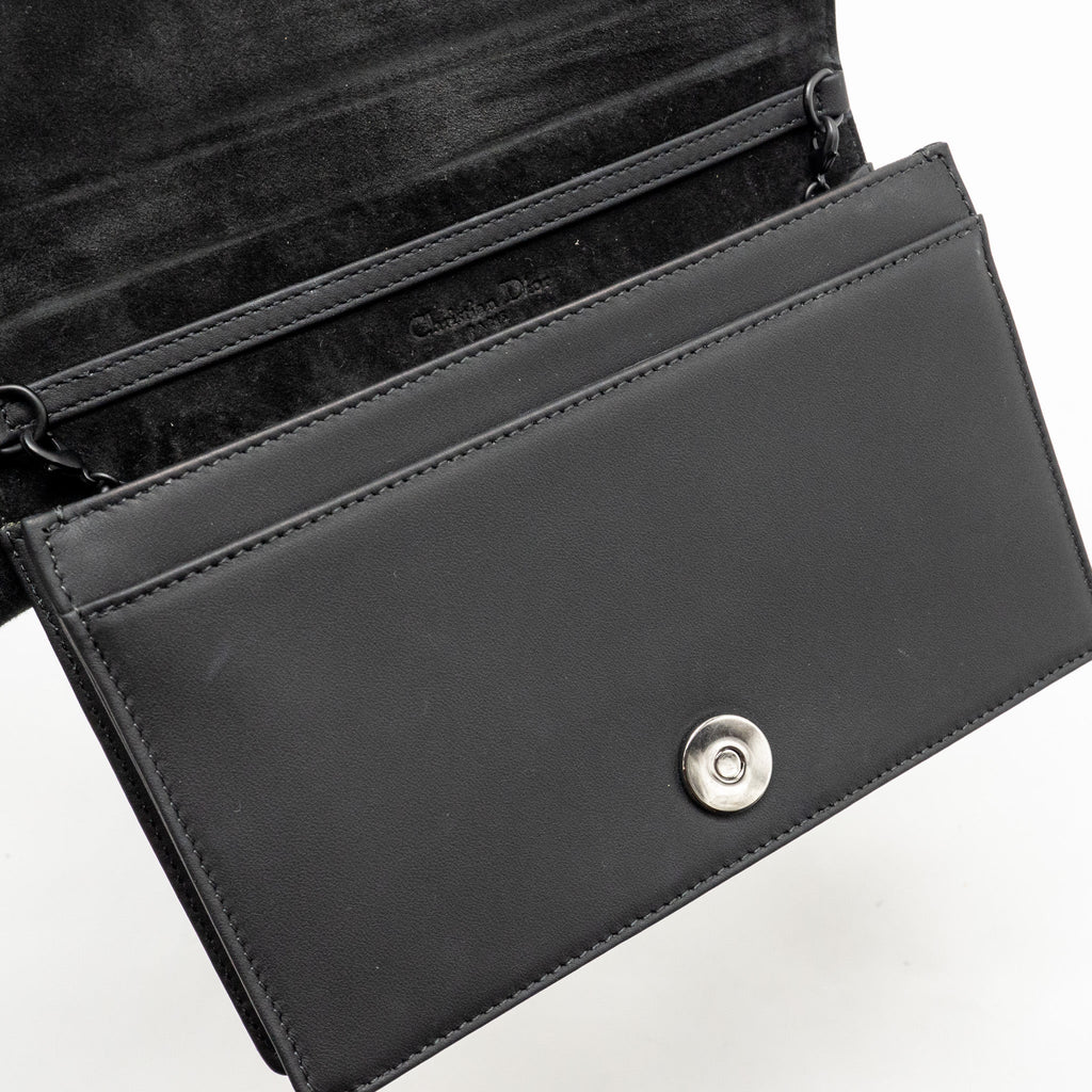 DIOR STUDDED DIORAMA WALLET ON CHAIN LEATHER SO BLACK