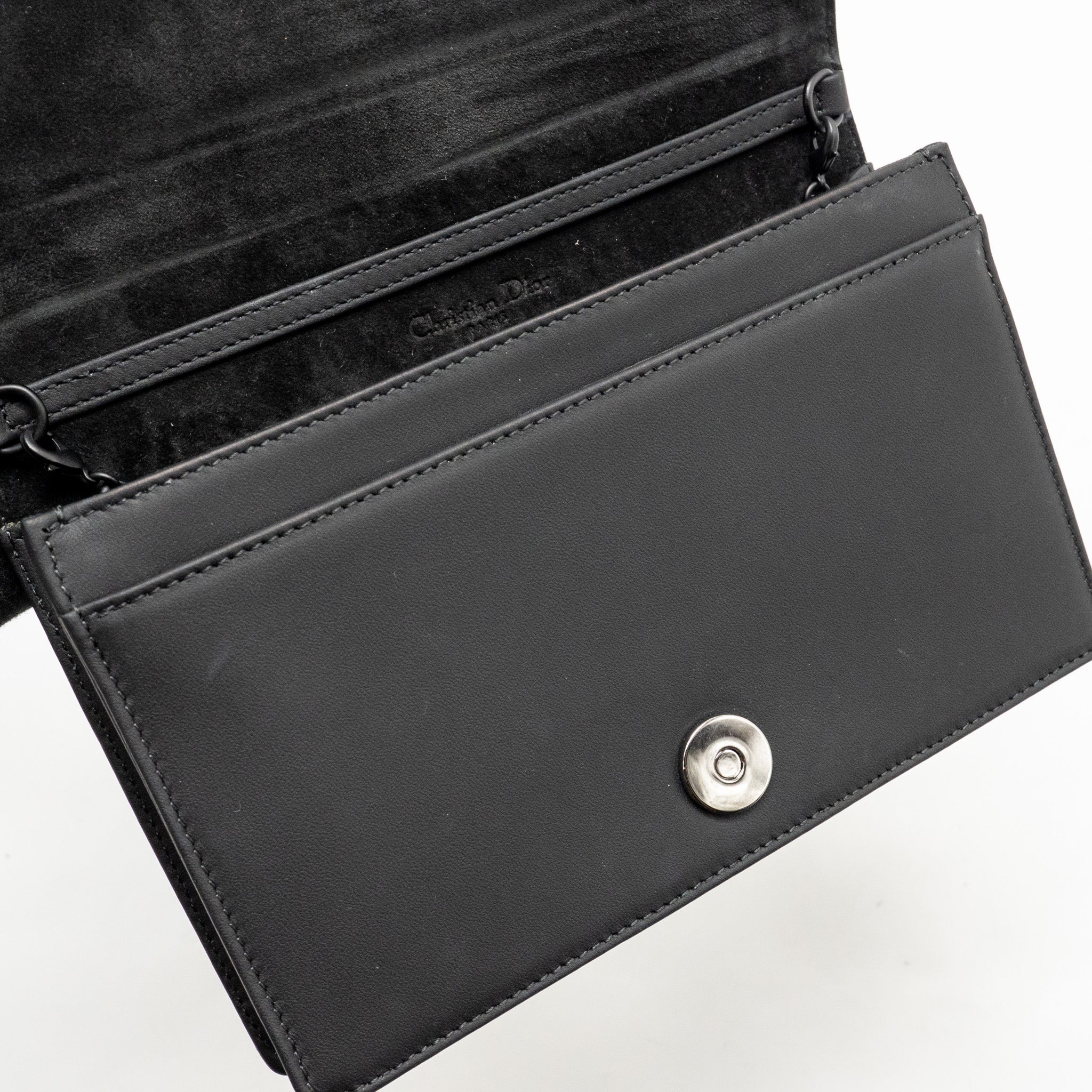 DIOR STUDDED DIORAMA WALLET ON CHAIN LEATHER SO BLACK