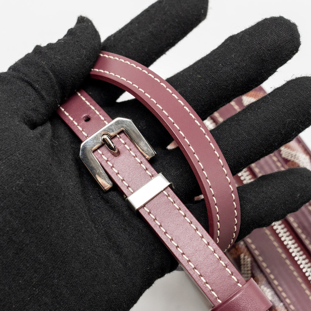 GOYARD CAP-VERT PM BAG GOYARDINE CANVAS/CERVON CALFSKIN BURGUNDY SHW