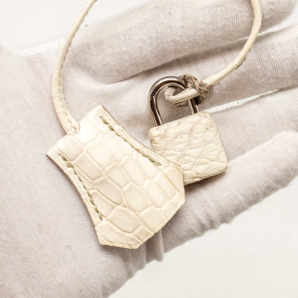 HERMES KELLY 32 CROCODILE NILOTICUS HIMALAYA BLANC SHW