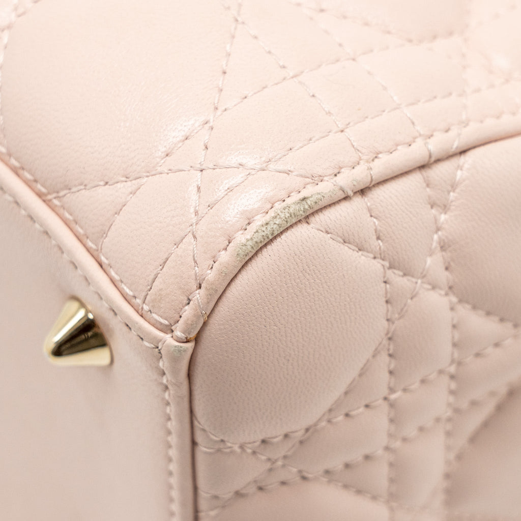 DIOR MEDIUM LADY DIOR LAMBSKIN LIGHT PINK LGHW