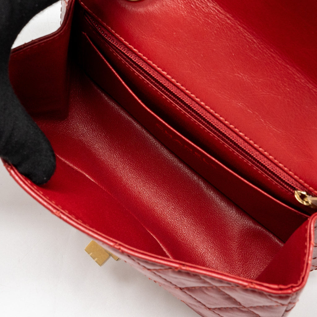 CHANEL MINI 2.55 REISSUE FLAP BAG AGED CALFSKIN RED GHW