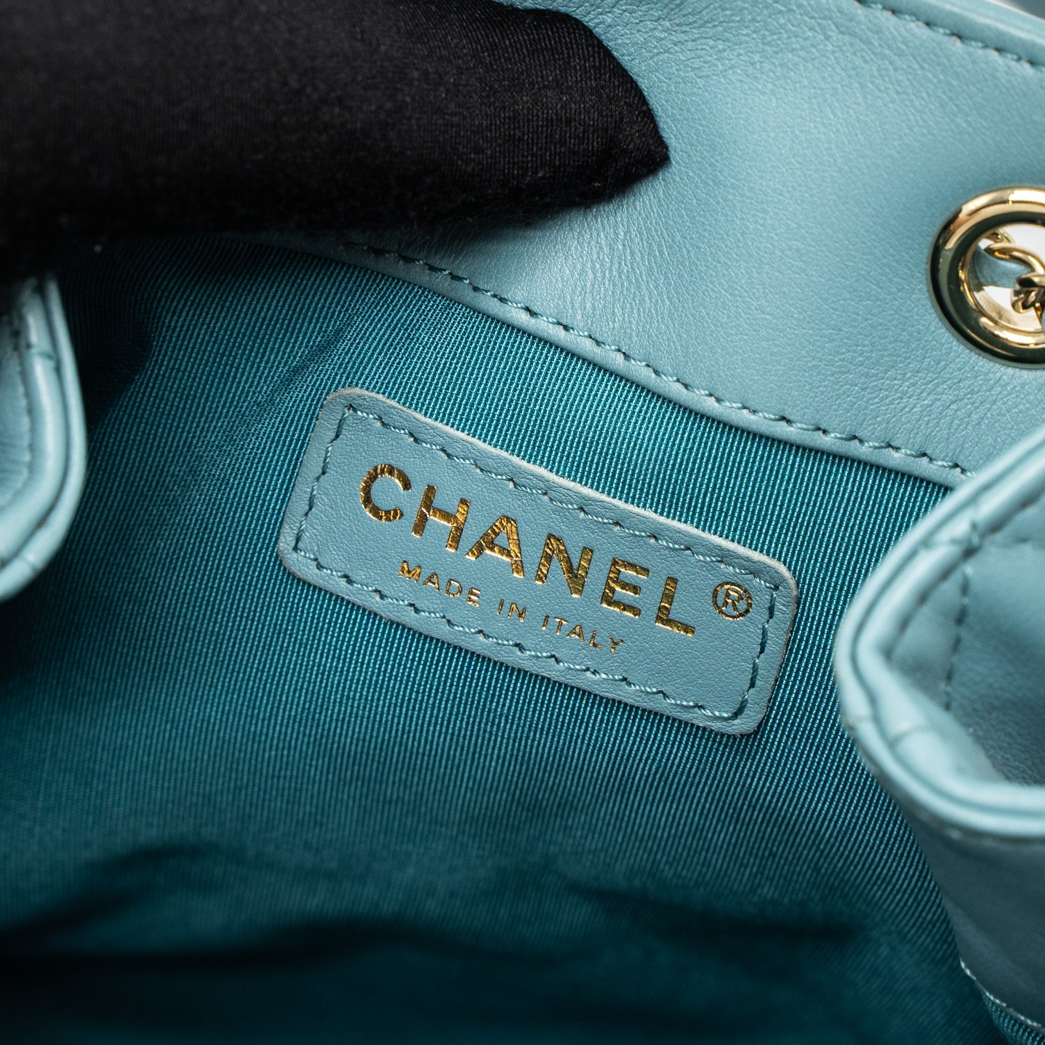 CHANEL BUCKET BAG CALFSKIN LIGHT BLUE LGHW